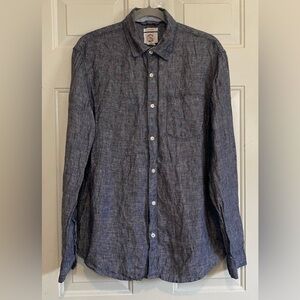 Men’s Panama Jack Heather Blue Gray 100% Linen Long Sleeve Button Up Sz Medium